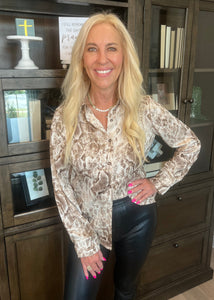 Brown Python Button Down