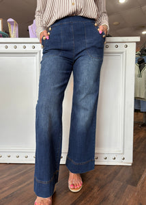 Gold Button Detail Washed Flares