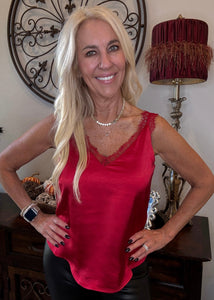 Red Lace Trim Cami