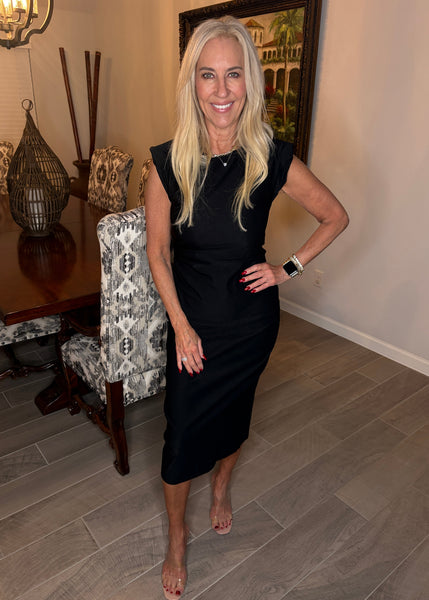 Black Sleeveless Midi Dress