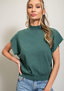 Mock Neck Short Sleeve Top