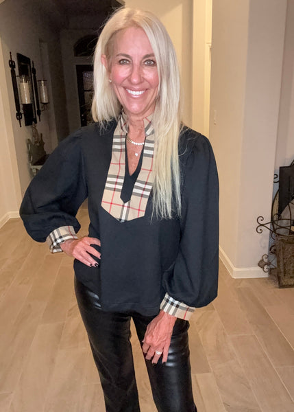 Black Plaid Neck