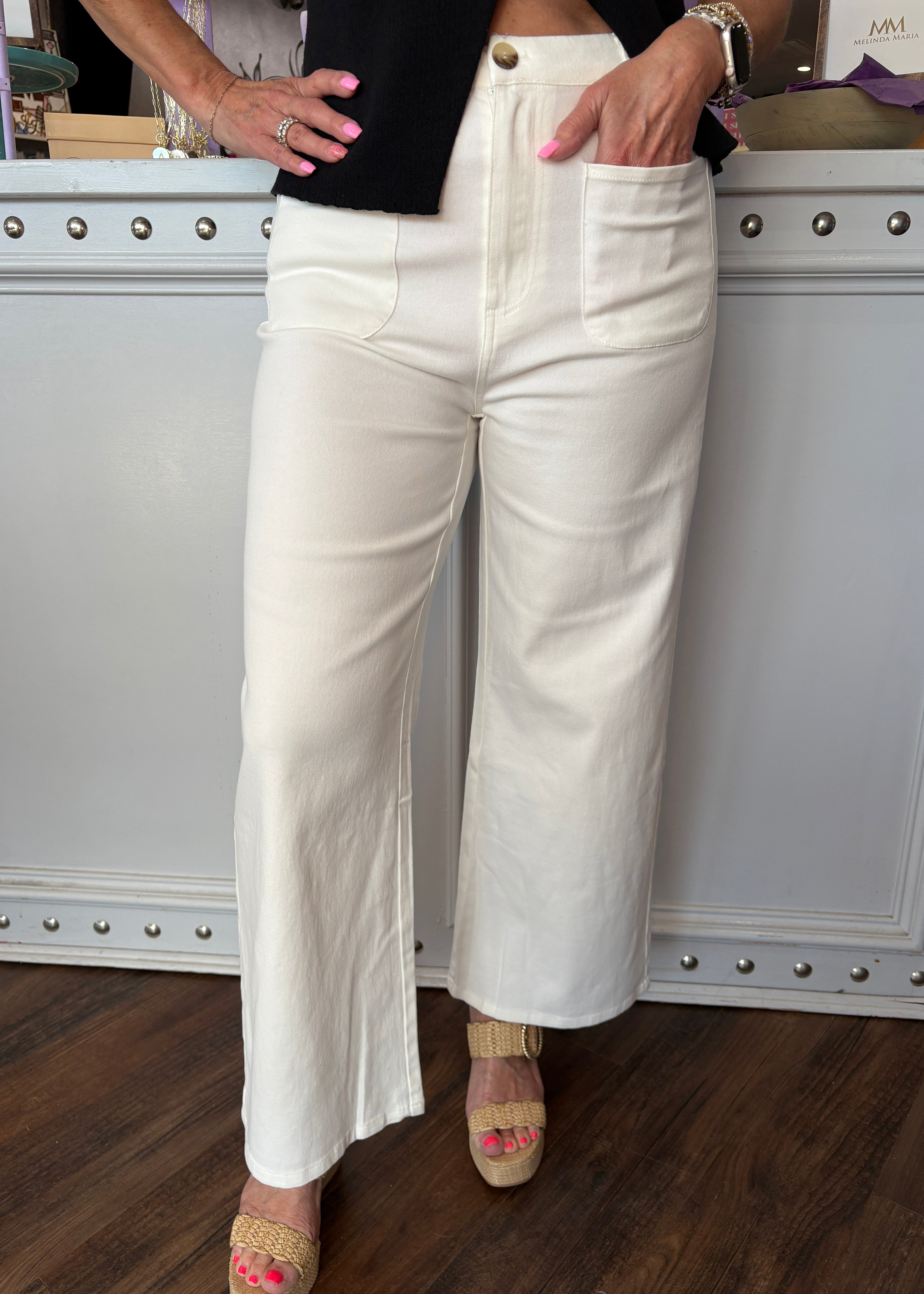 Off White Wide Leg Crop