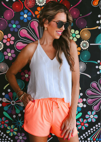 Solid Neon Coral Everyday Shorts