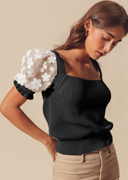 Floral Lace Puff Sleeve