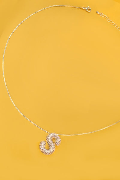 Initial Pave Bubble Necklace