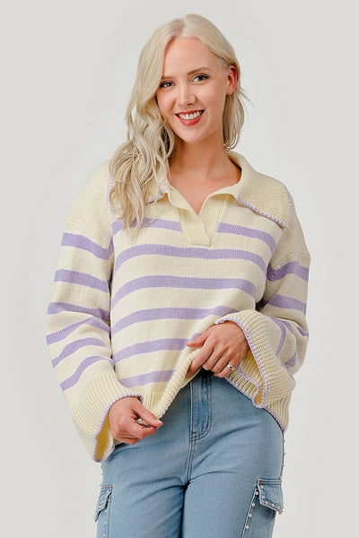 Stripe Pattern Knit Sweater