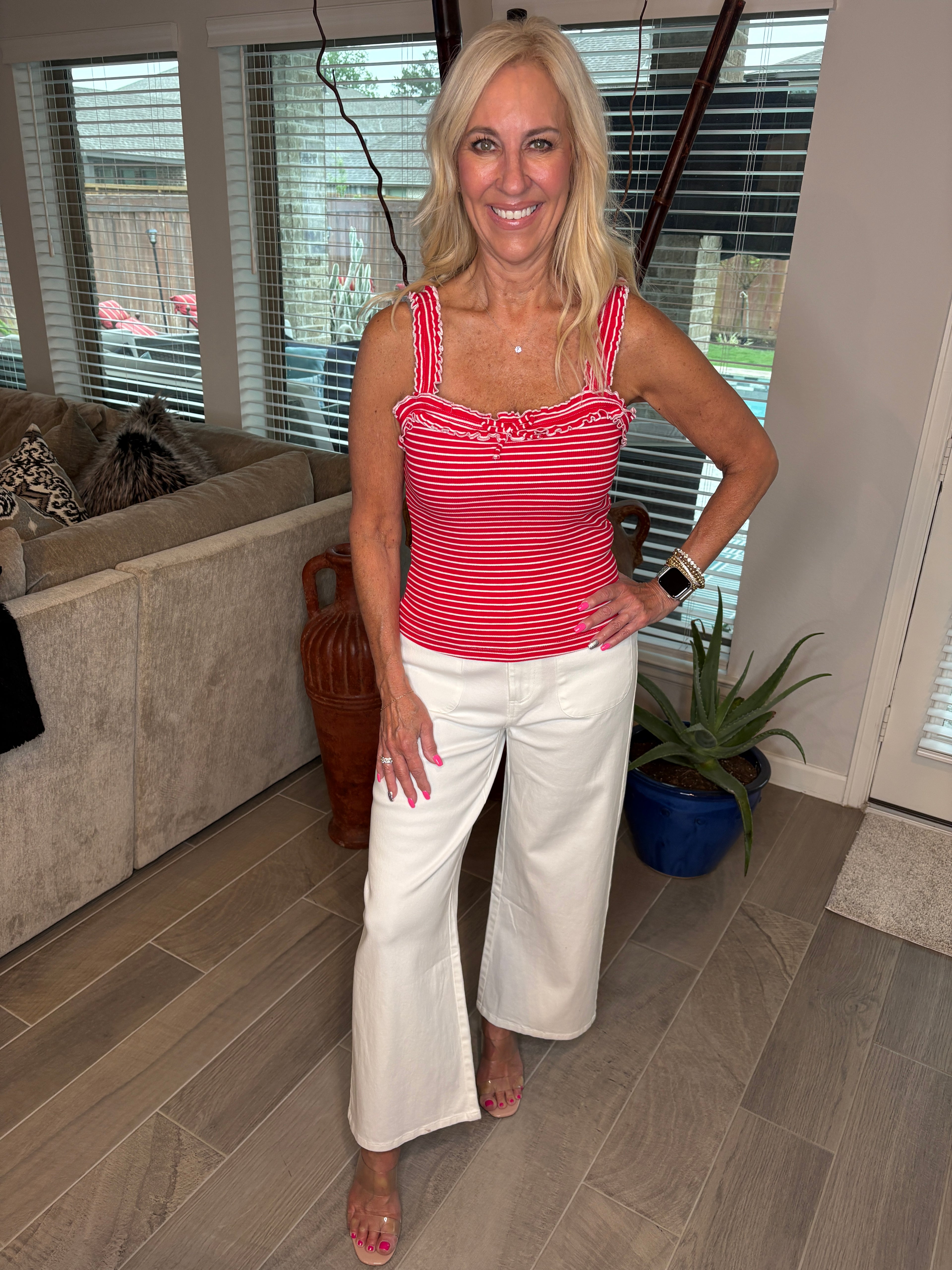Cherry Red Striped Tank
