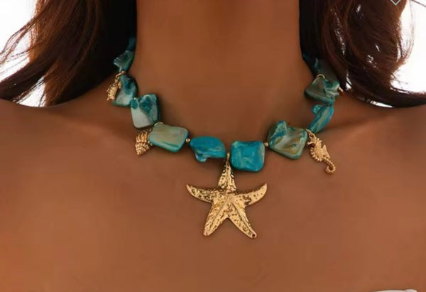Shell Starfish Charm Necklace