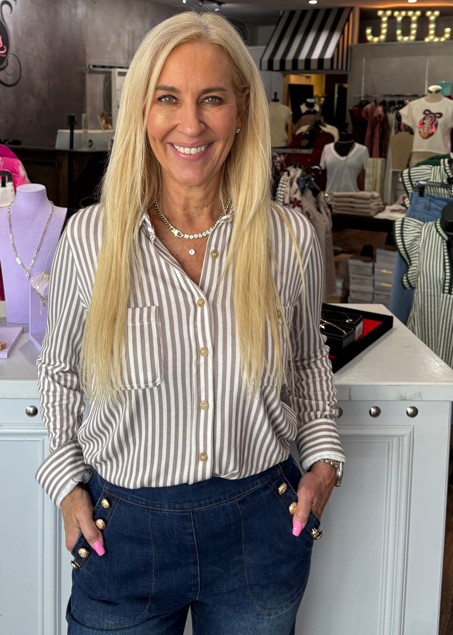 Striped Collared Button Down Shirt