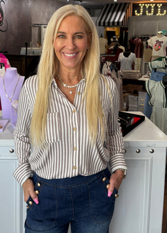 Striped Collared Button Down Shirt