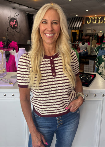 Burgundy Stripe Sweater