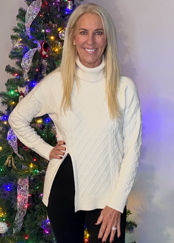 Cable Knit Split Sweater