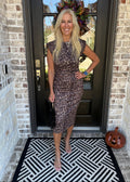 Animal Print Sleeveless Midi Dress