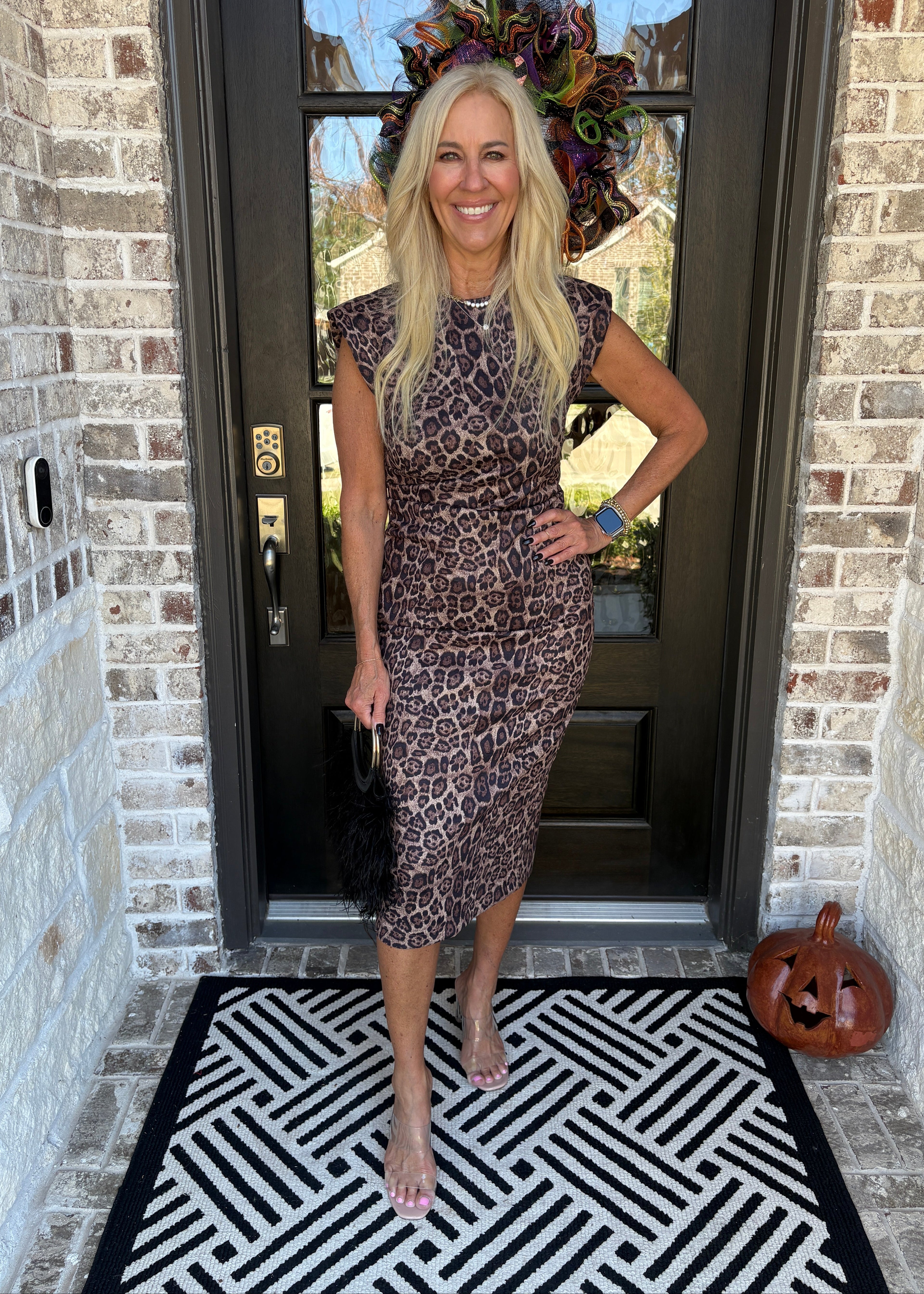 Animal Print Sleeveless Midi Dress
