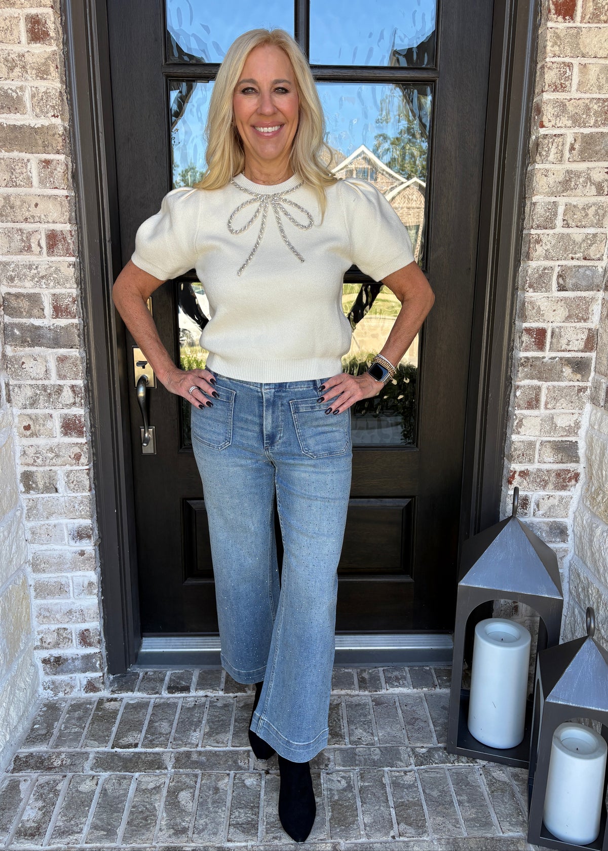Showstopper Cropped Embellished Denim