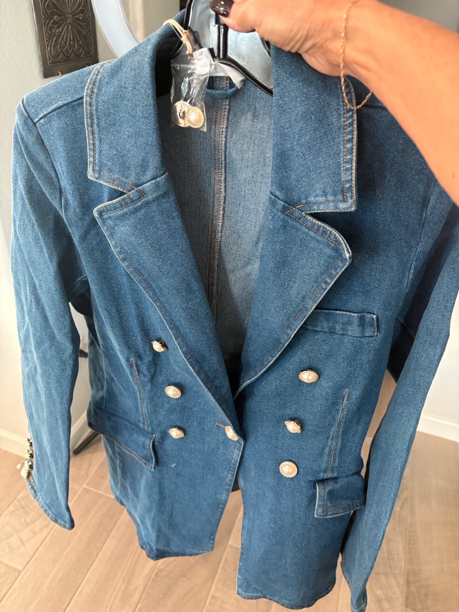 Mineral Washed Denim Blazer