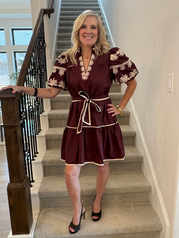 Wine Ruffle Dress