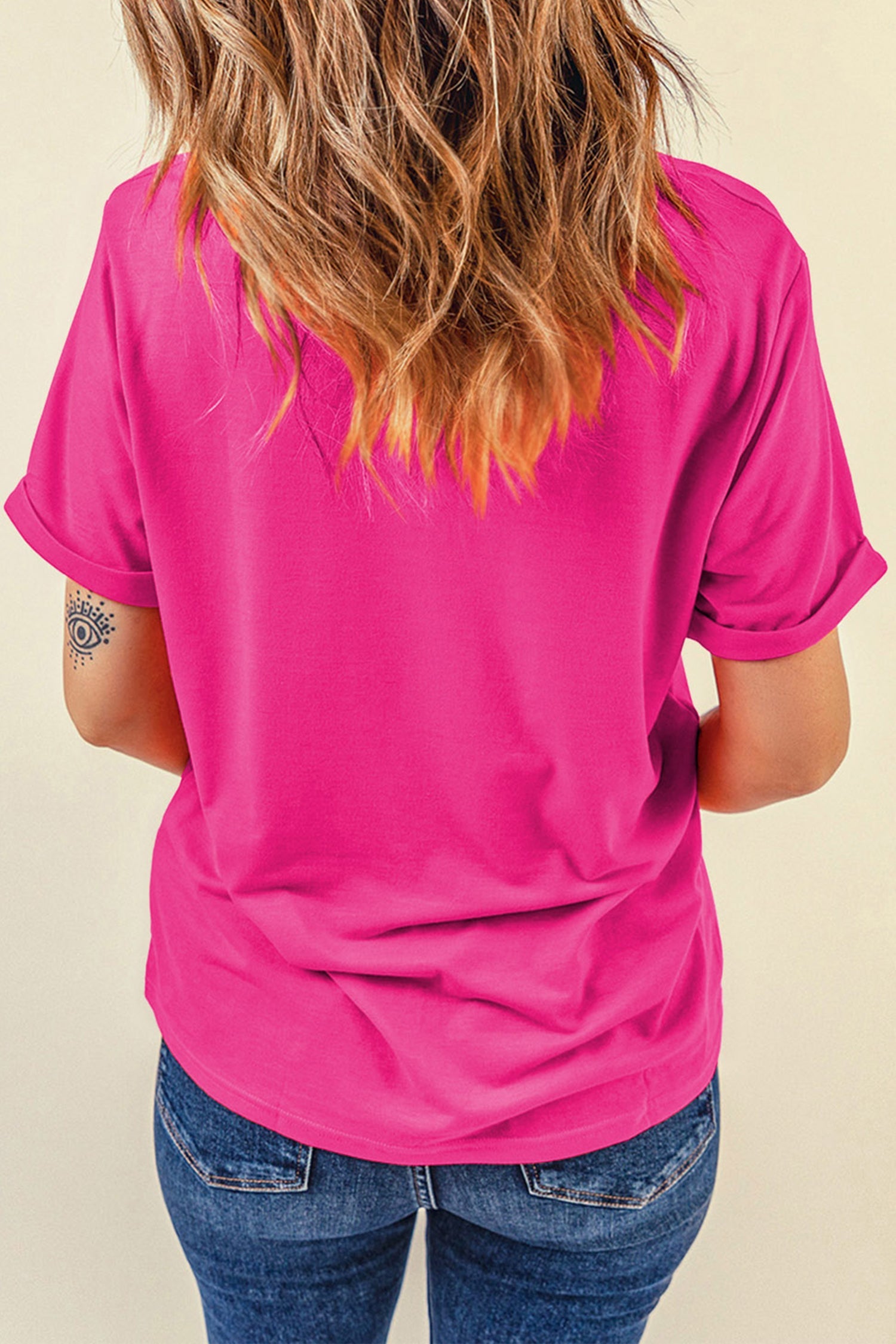 Rose Red He Is Risen Embroidered Slogan Tee