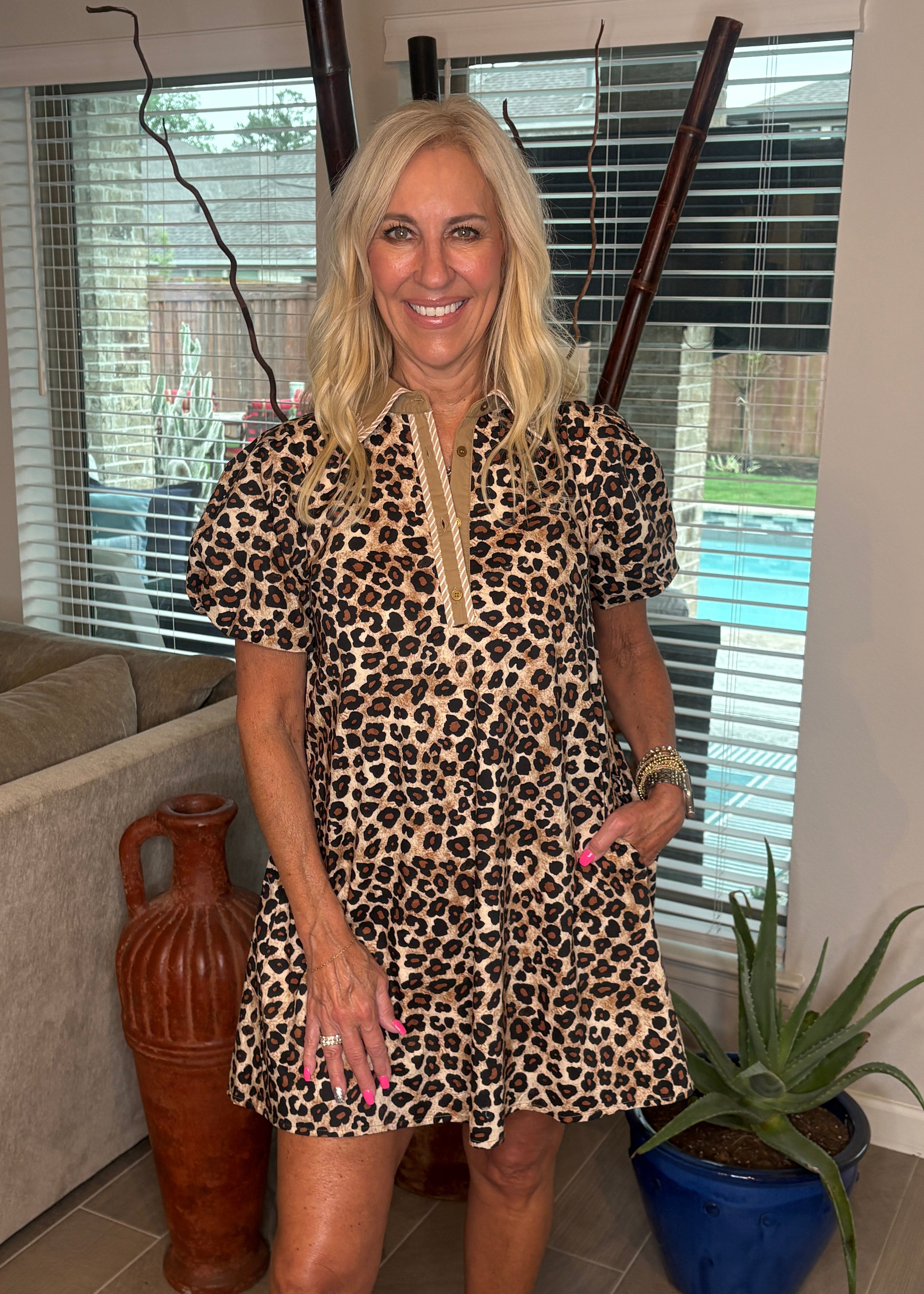 Leopard Mini Shirt Dress
