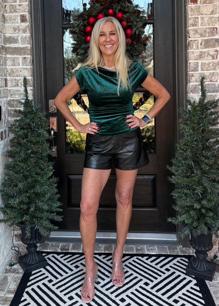 Hunter Green Velvet Asymmetrical