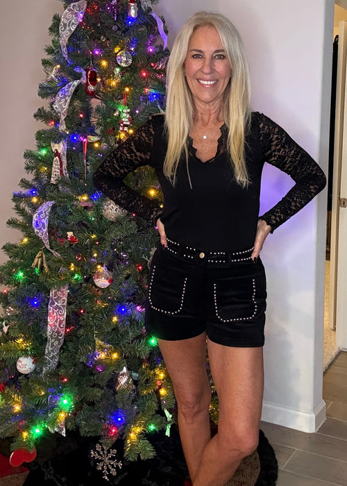 Black Stud Detail Shorts