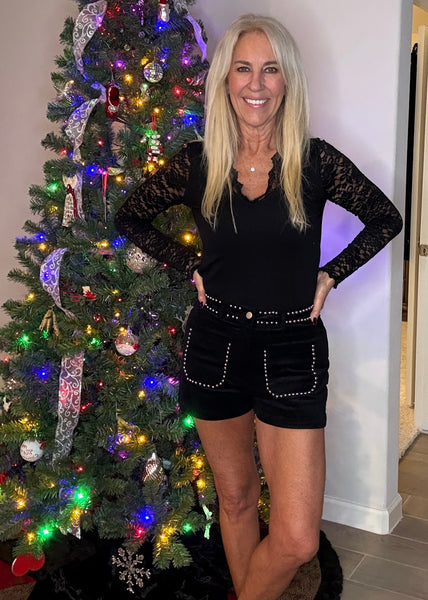 Black Stud Detail Shorts