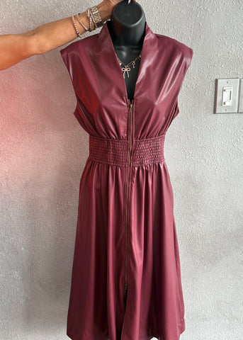 Maroon Faux Leather Maxi