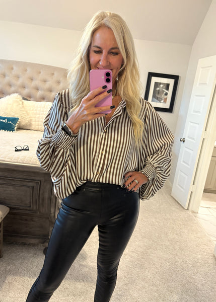 Brown Stripe Button Down