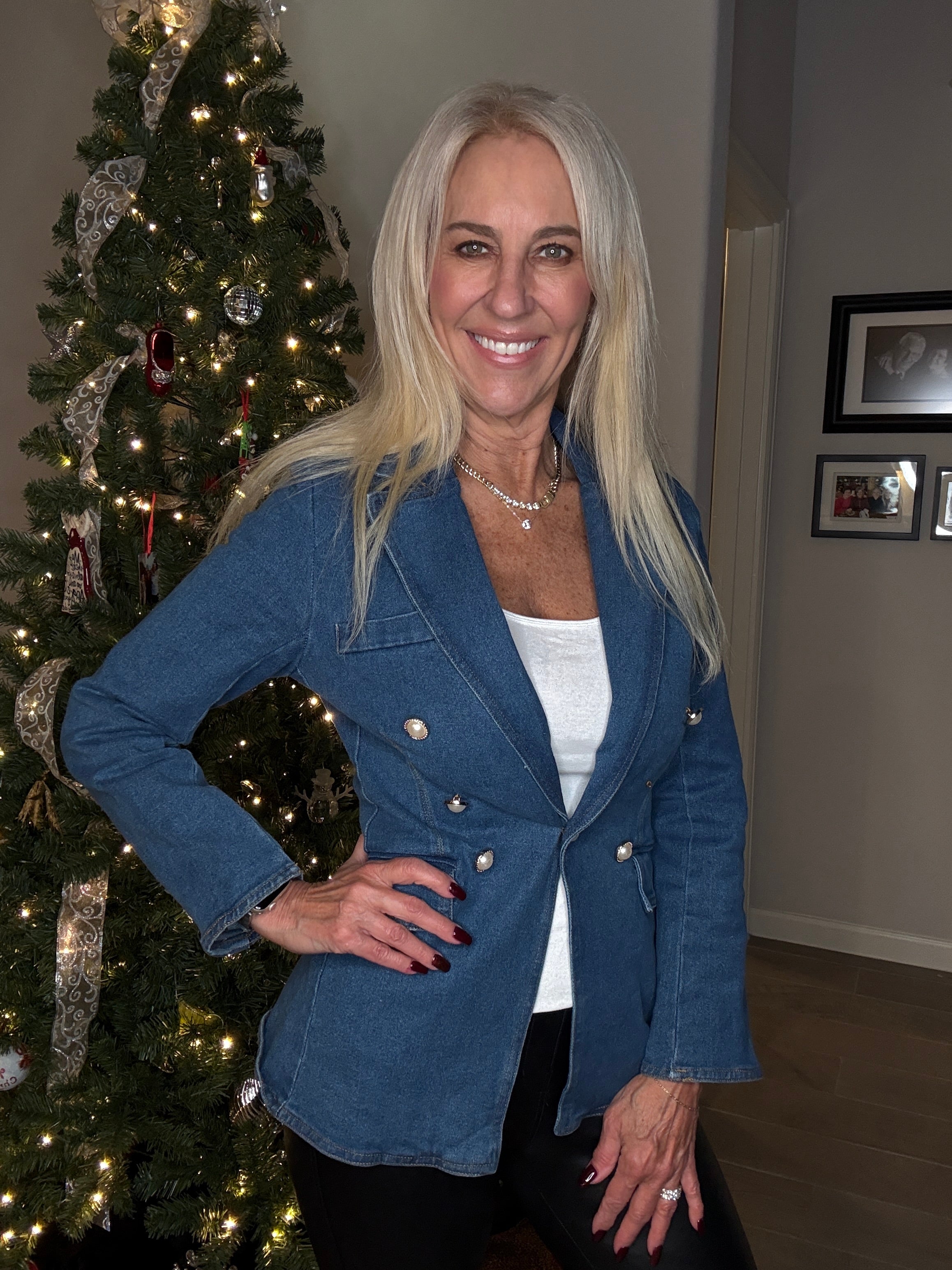 Mineral Washed Denim Blazer