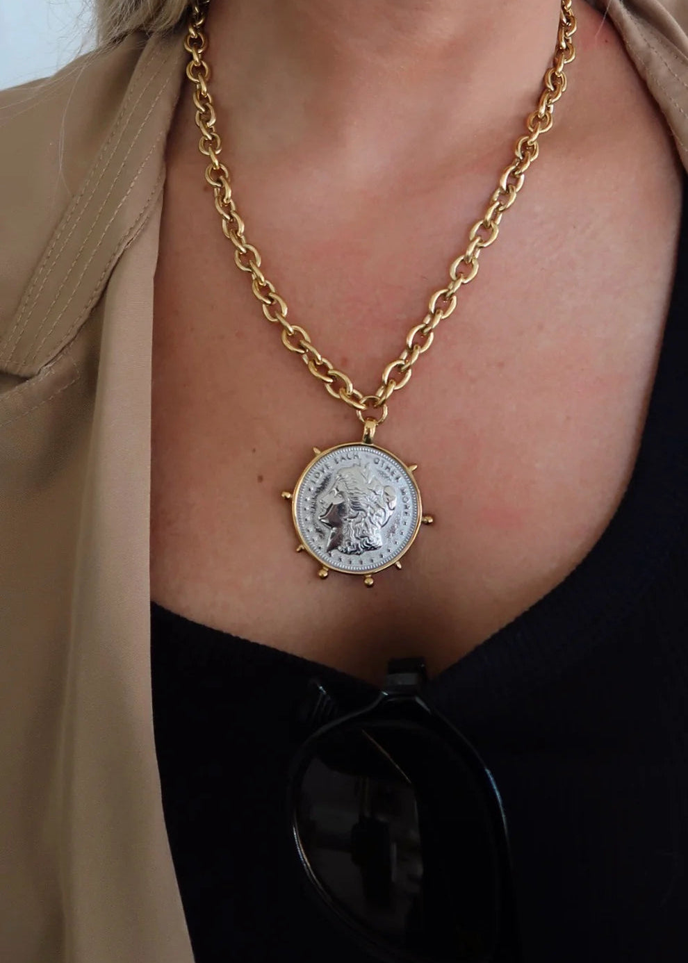 Two Toned Coin Necklace