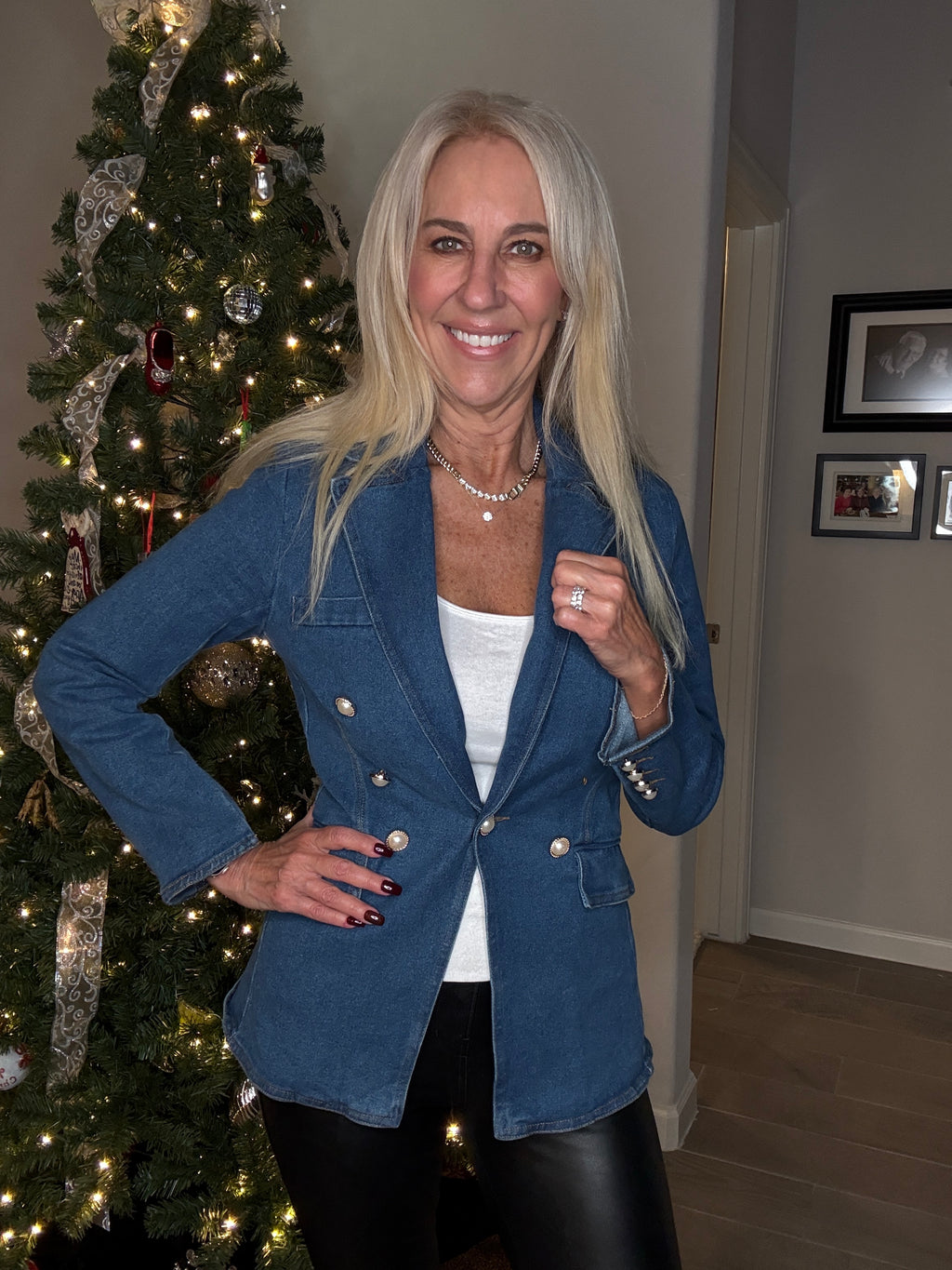 Mineral Washed Denim Blazer