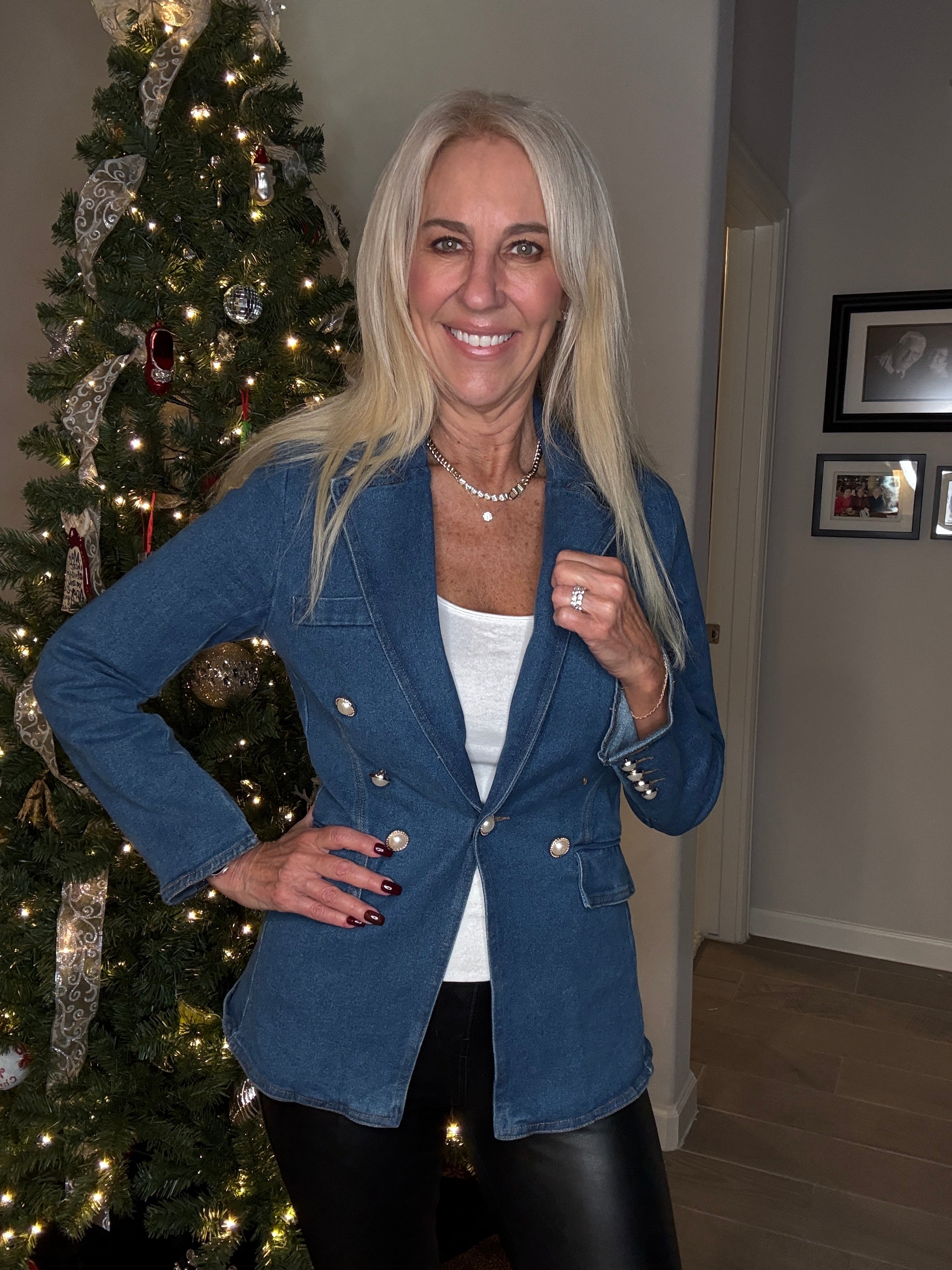 Mineral Washed Denim Blazer