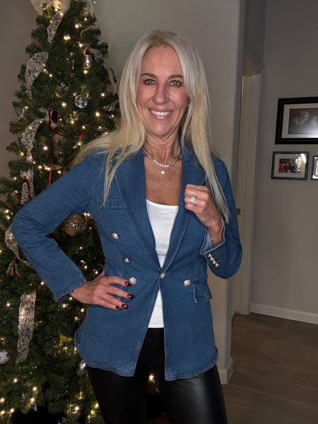 Mineral Washed Denim Blazer