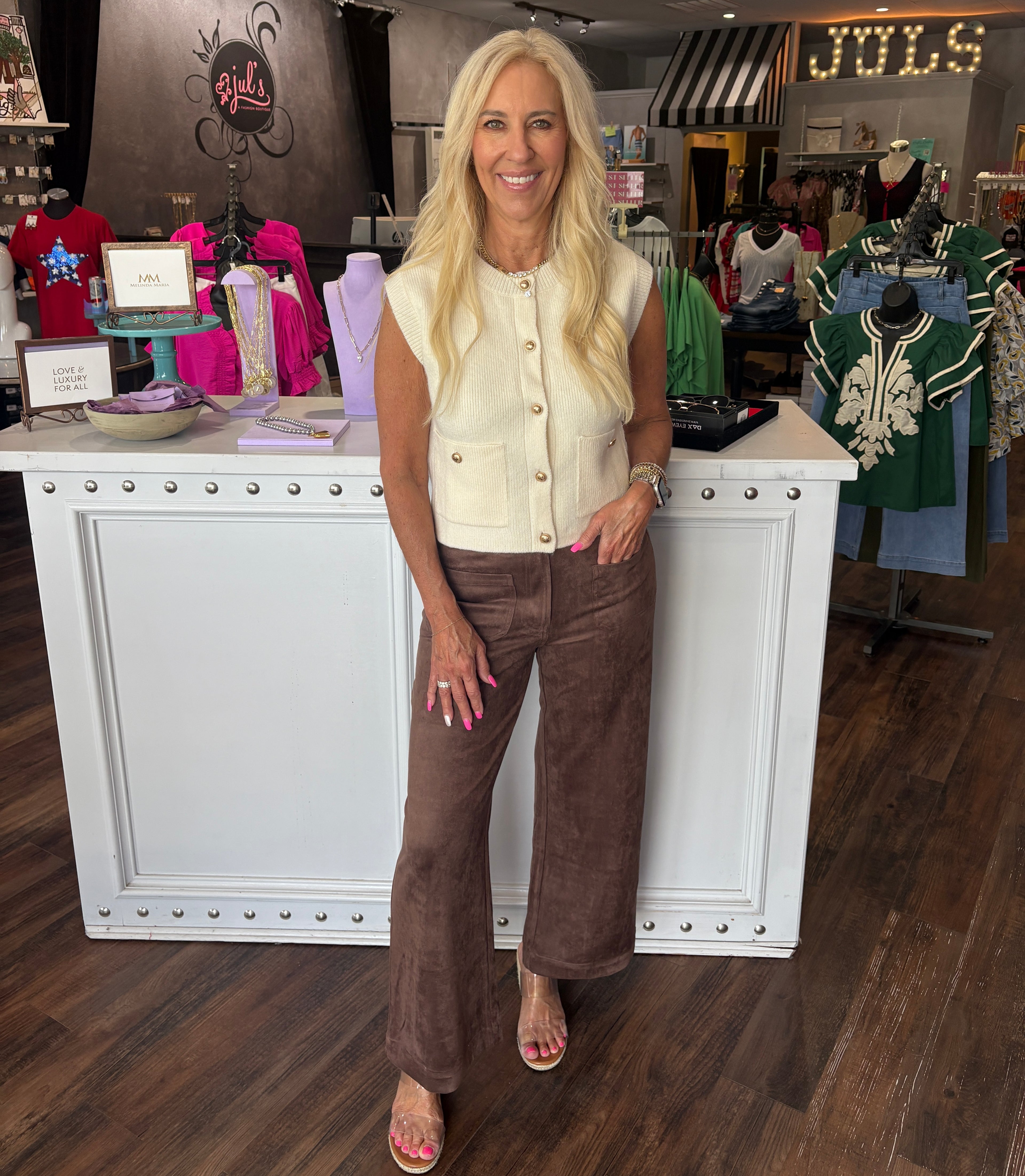 Cream Vest with Gold Buttons