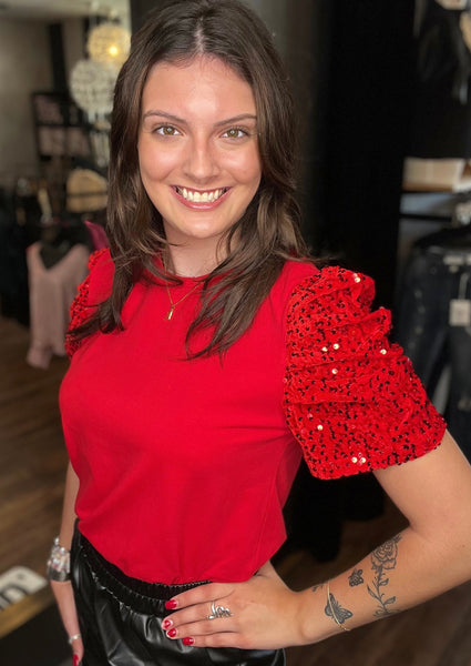Red Puff Sequin