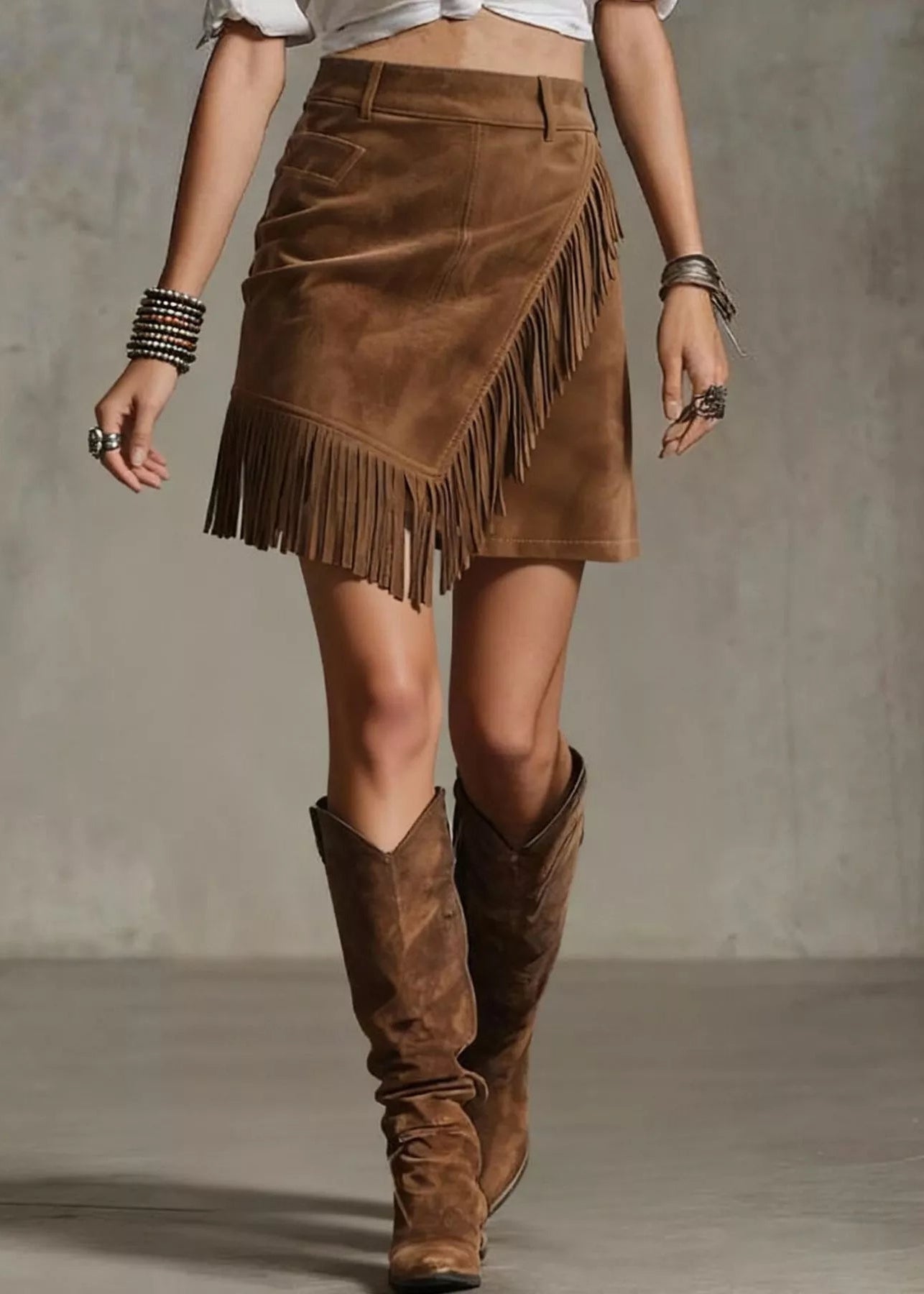 Fringe Suede Mini Skirt