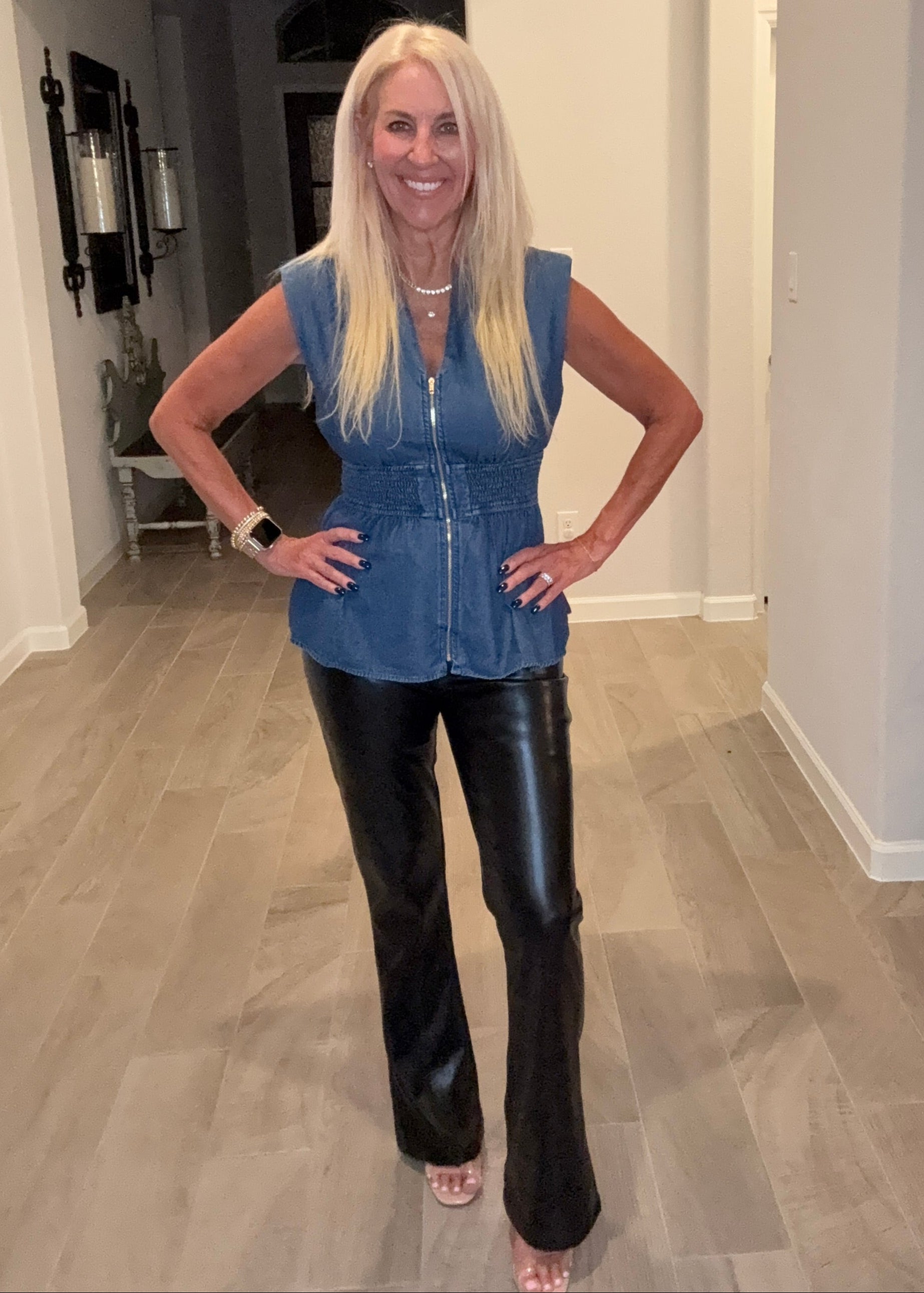 Dark Denim Zip Front Vest