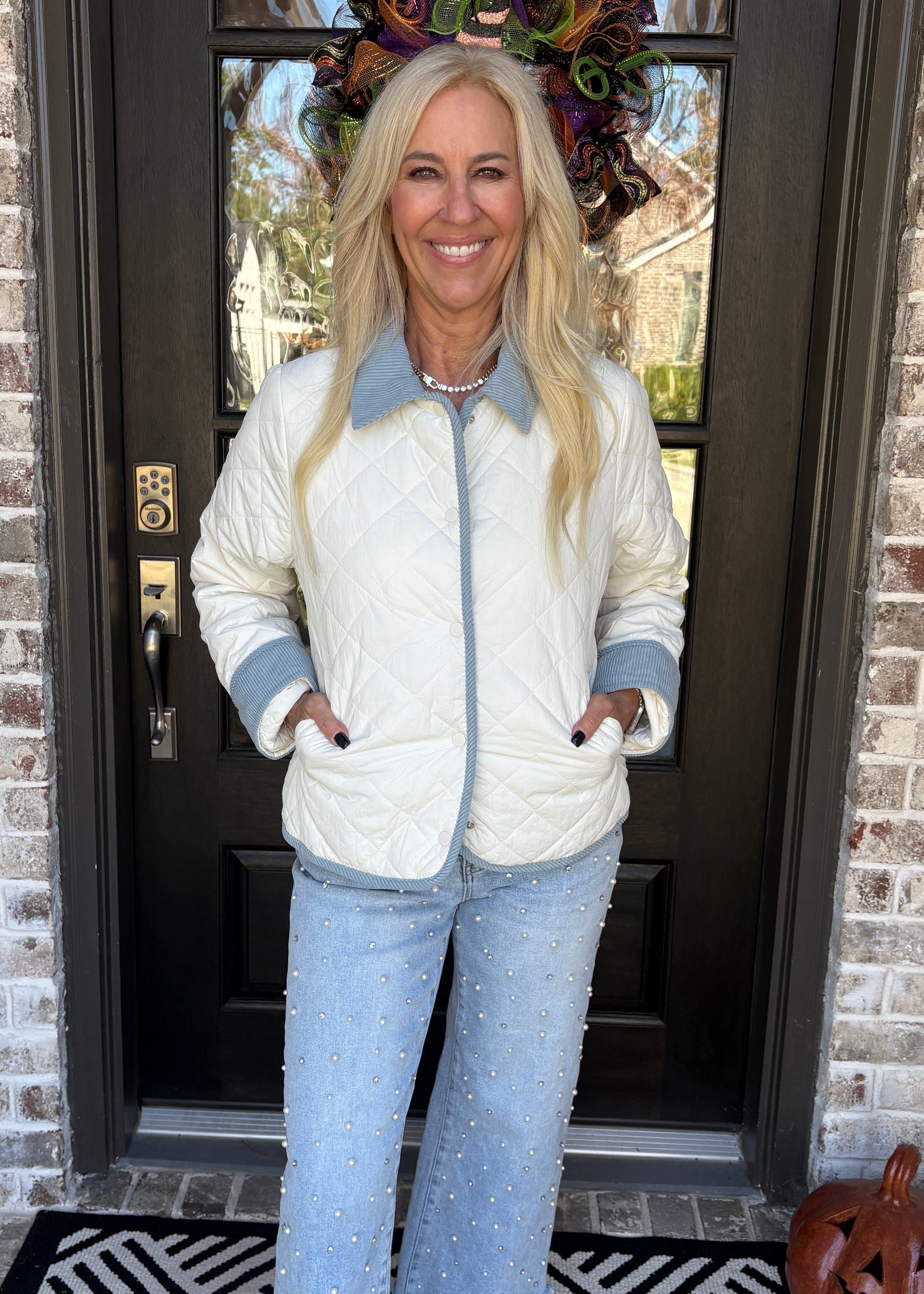 Cream Quilted Jacket