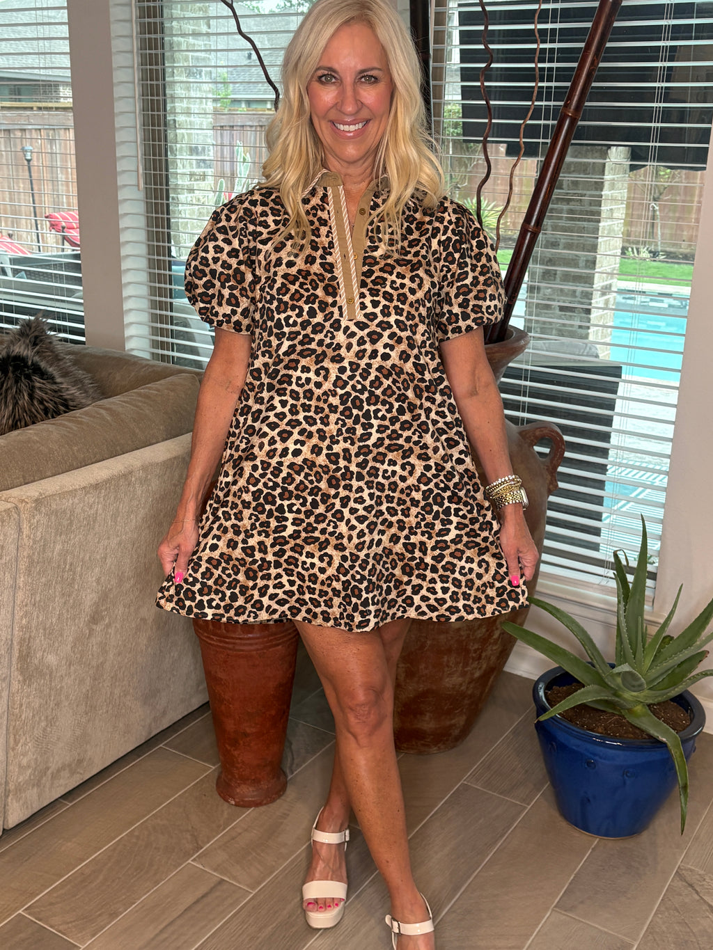 Leopard Mini Shirt Dress