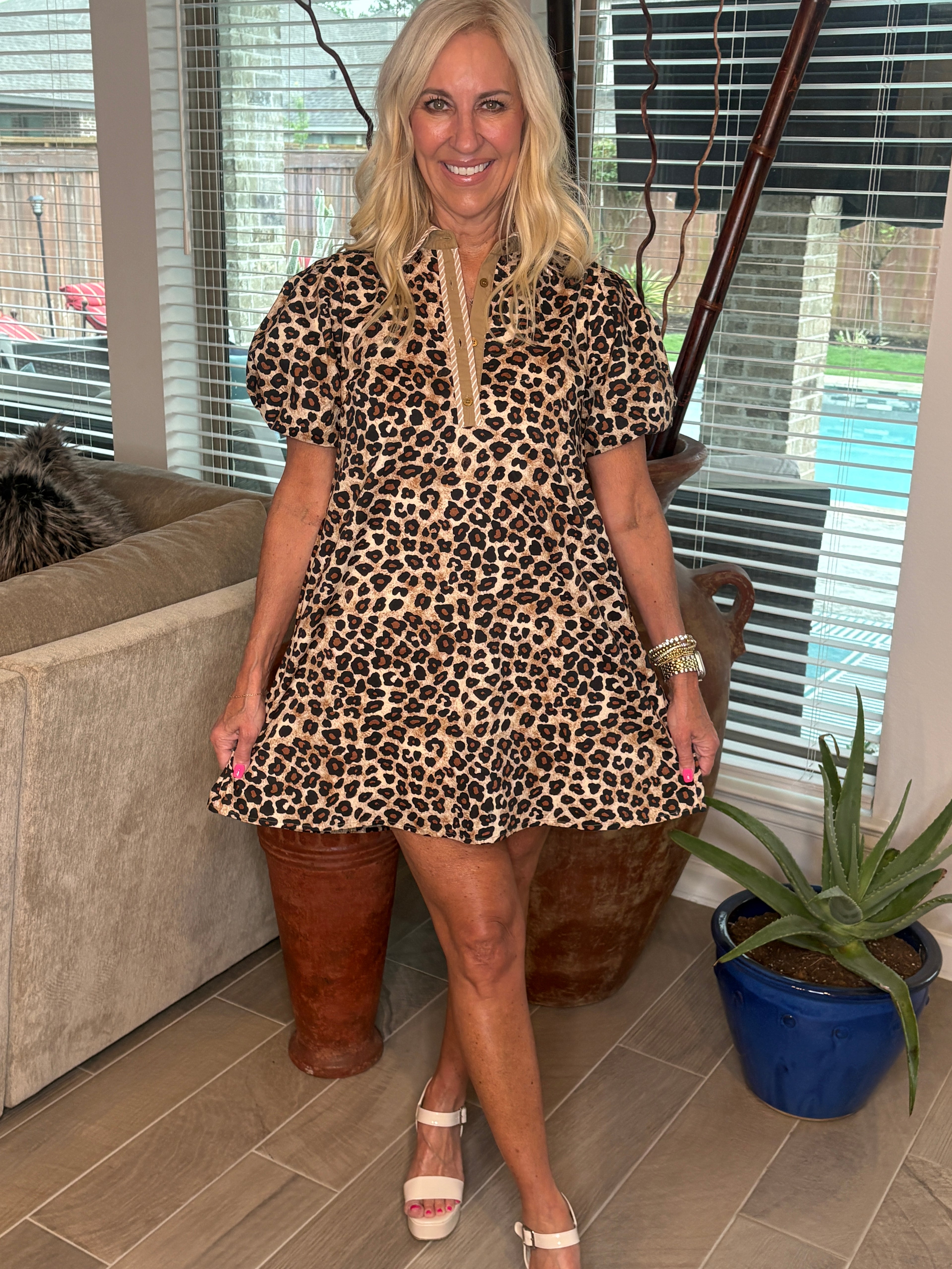 Leopard Mini Shirt Dress