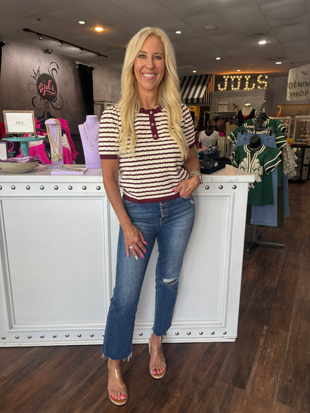 Burgundy Stripe Sweater