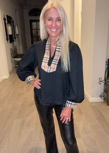 Black Plaid Neck