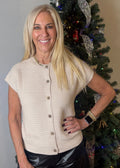 Light Khaki Knit Cardigan Vest