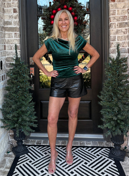 Black Faux Leather Shorts