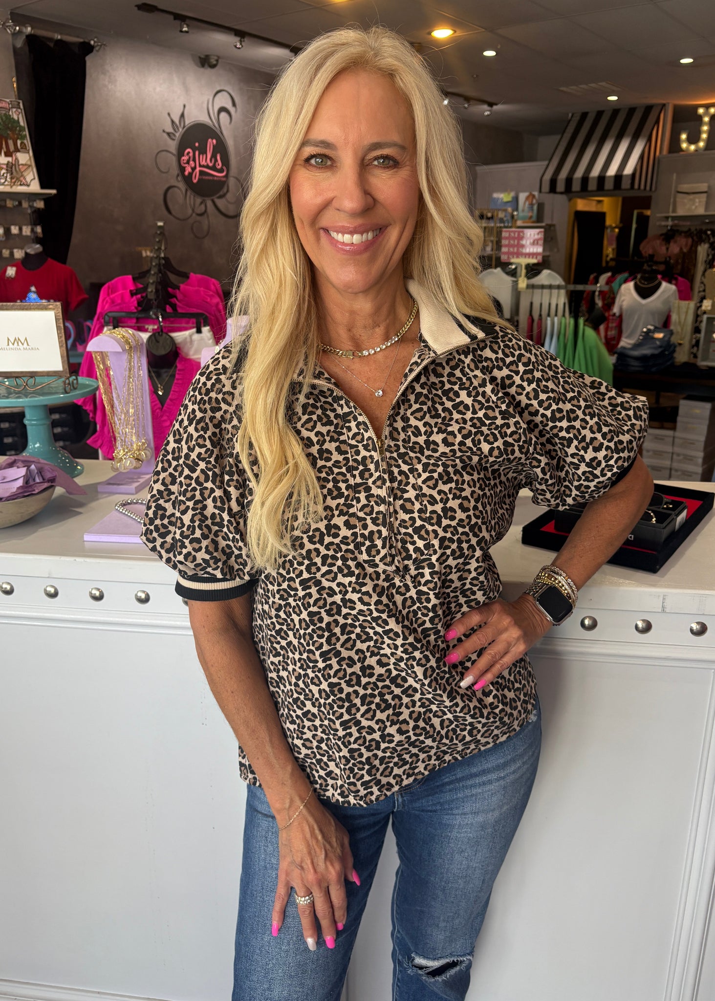 Leopard Zip Front