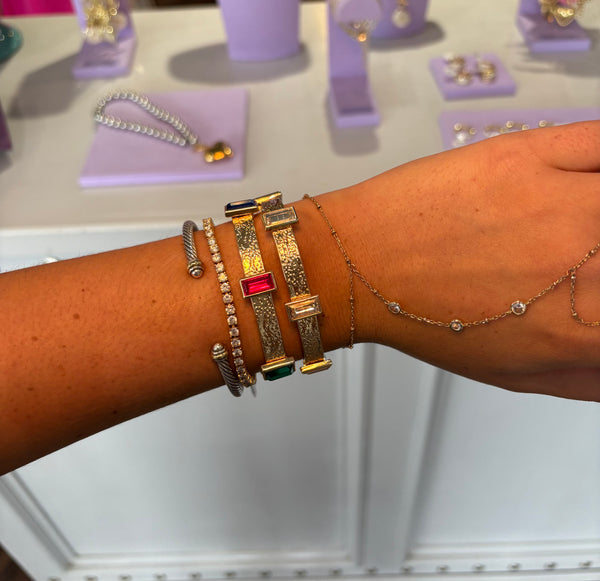 Textured Gold Crystal Bracelets