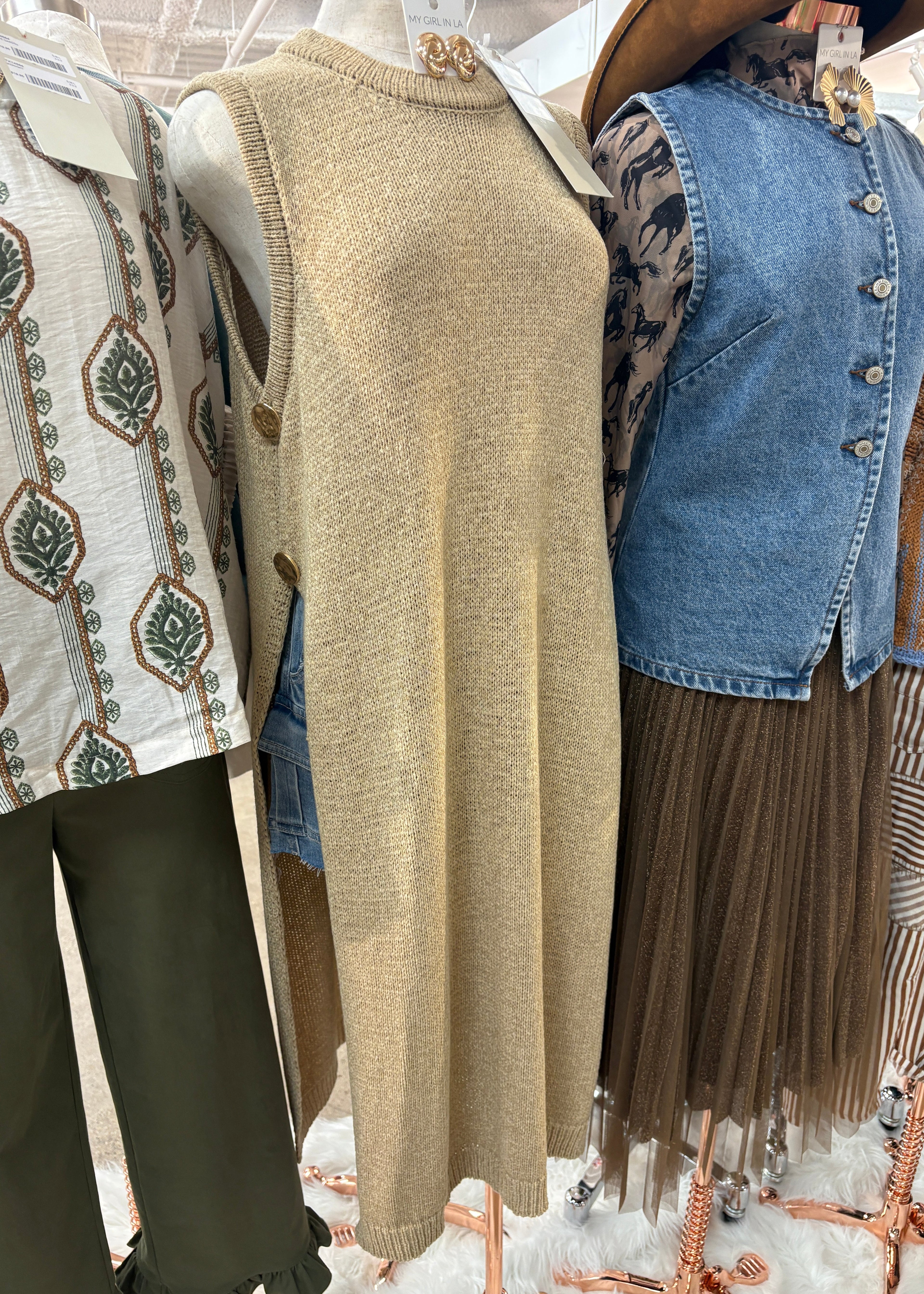 Oat Latte Open Longline Sweater