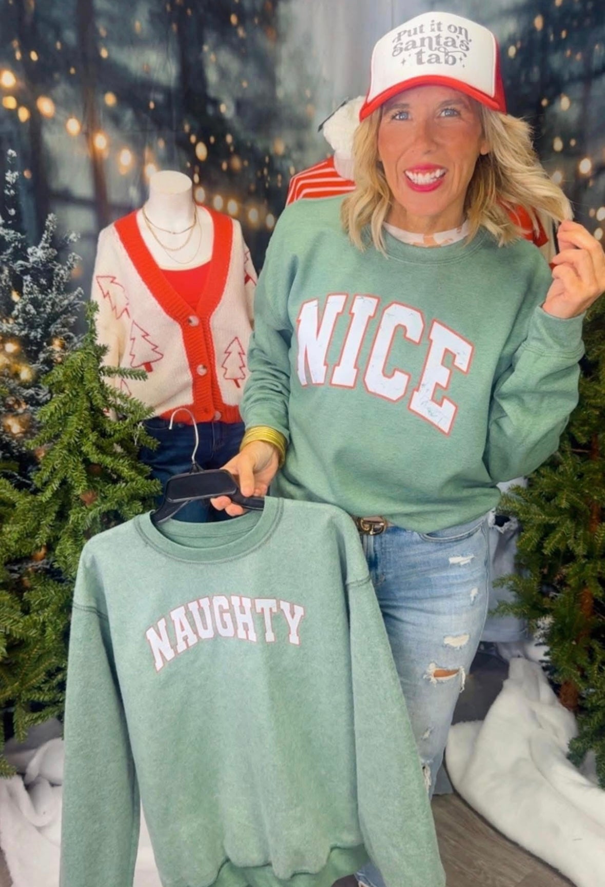 Naughty Nice Reversible Graphic Sweatshirt