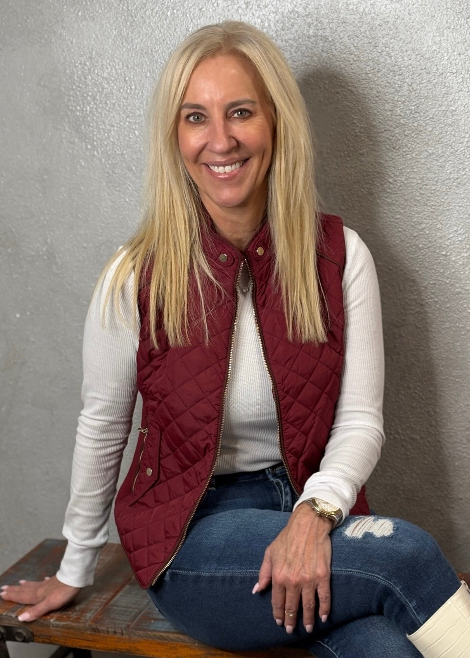 Suede Rib Quilted Vest